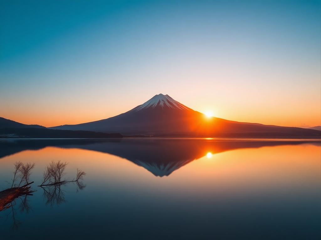 Diamond Fuji at Lake Tanuki with Mount Fuji