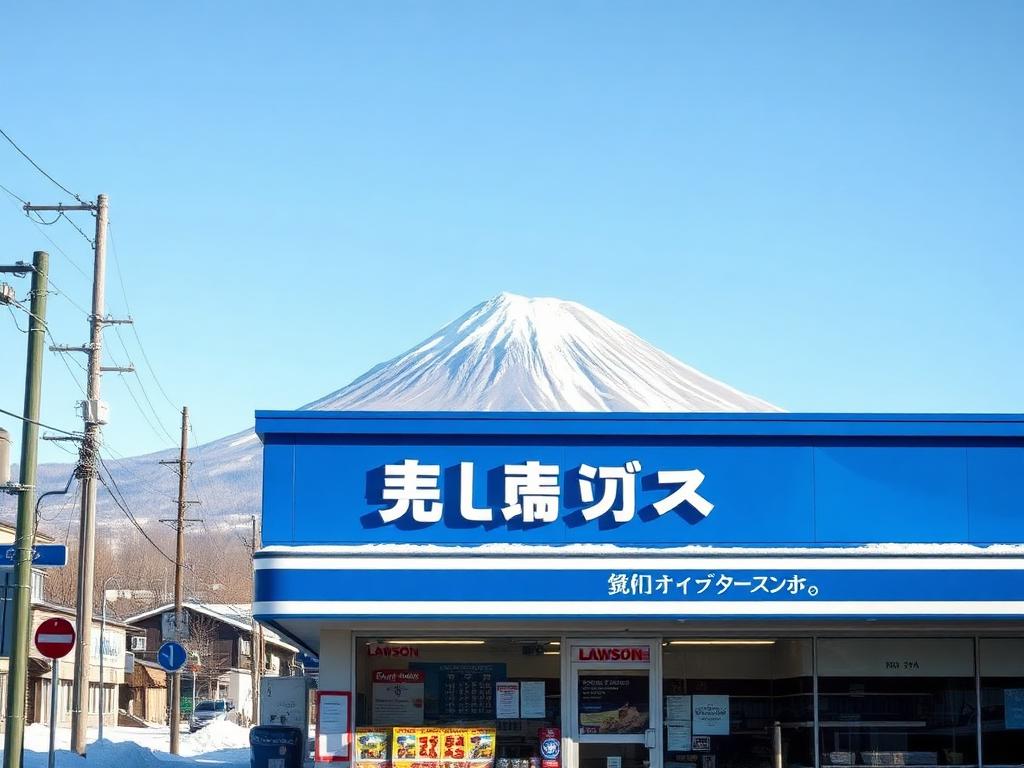 Lawson Kawaguchiko, Mt Fuji store with Mount Fuji